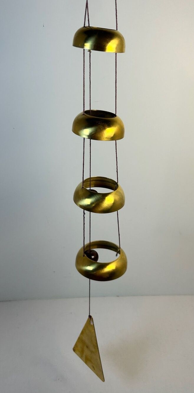 Brass Hanging Wind Chimes 30" long Peaceful Serene Garden Home Decor